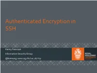 Authenticated Encryption in SSH