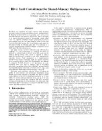 Hive: Fault Containment for Shared-Memory Multiprocessors