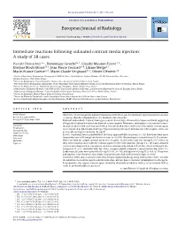 Immediate Reactions Following Iodinated Contrast Media Injection: a Study of 38 Cases