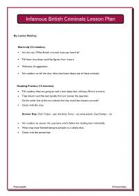 Infamous British Criminals Lesson Plan