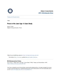 Provo in the Jazz Age: a Case Study