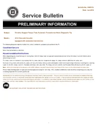 Condition/Concern Recommendation/Instructions