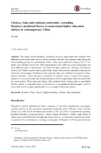 Extending Boudon's Positional Theory to Understand Higher Education Choices in Contemp