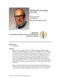 Interview with Thomas K. Caughey