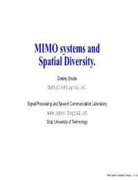 MIMO Systems and Spatial Diversity