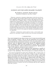 MODELING and FORECASTING REALIZED VOLATILITY by Torben