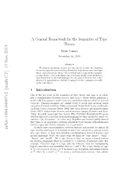 A General Framework for the Semantics of Type Theory