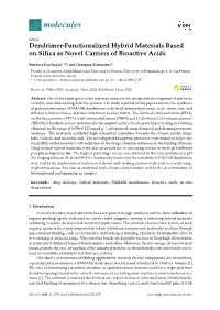 Dendrimer-Functionalized Hybrid Materials Based on Silica As Novel Carriers of Bioactive Acids