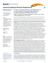 Increase in Nutrients, Mercury, and Methylmercury As a Consequence of Elevated Sulfate Reduction to Sulfide in Experimental Wetland Mesocosms