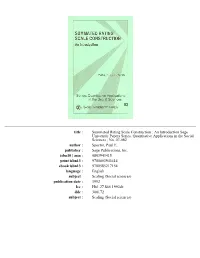 Summated Rating Scale Construction : an Introduction Sage University Papers Series