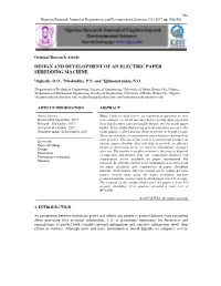 Design and Development of an Electric Paper Shredding Machine