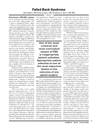 Failed Back Syndrome Daniel Aghion, MD, Pradeep Chopra, MD, Adetokunbo A