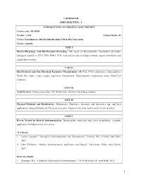 I INTRODUCTION to MEDICAL ELECTRONICS Course Code
