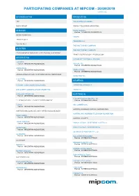 Participating Companies at MIPCOM 2019