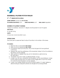 Baseball Player-Pitch Rules