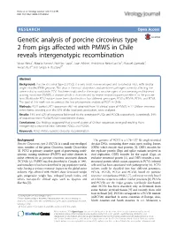 Genetic Analysis of Porcine Circovirus Type 2 from Pigs Affected With