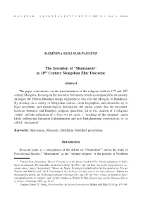 Shamanism” in 18Th Century Mongolian Elite Discourse