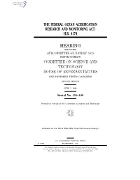 The Federal Ocean Acidification Research and Monitoring Act: H.R