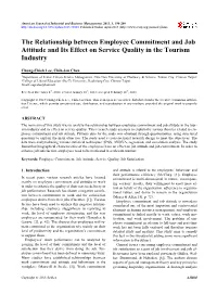 The Relationship Between Employee Commitment and Job Attitude and Its Effect on Service Quality in the Tourism Industry