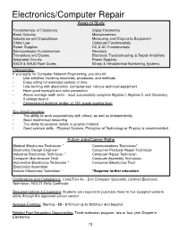 Electronics/Computer Repair Areas of Study