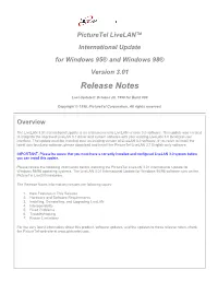 Picturetel Livelan Version 3.01 Release Notes