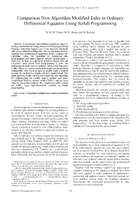 Comparison New Algorithm Modified Euler in Ordinary Differential Equation Using Scilab Programming