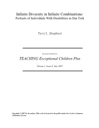 Infinite Diversity in Infinite Combinations: Portraits of Individuals with Disabilities in Star Trek