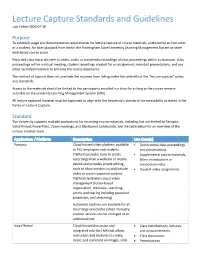 Lecture Capture Standards and Guidelines Last Edited 2020-07-10