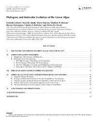 Phylogeny and Molecular Evolution of the Green Algae