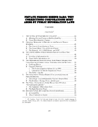 Private Prisons Behind Bars: Why Corrections Corporations Must Abide by Public Information Laws