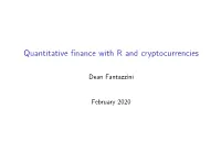 Quantitative Finance with R and Cryptocurrencies