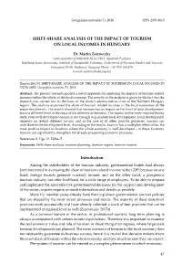 Shift-Share Analysis of the Impact of Tourism on Local Incomes in Hungary