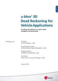 U-Blox' 3D Dead Reckoning for Vehicle Applications