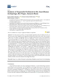 Analysis of Suspended Sediment in the Anavilhanas Archipelago, Rio Negro, Amazon Basin
