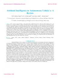 Artificial Intelligence in Autonomous Vehicle's