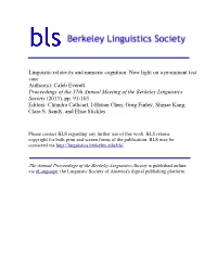 Caleb Everett Proceedings of the 37Th Annual Meeting of the Berkeley Linguistics Society (2013), Pp