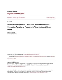 Comparing Transitional Processes in Timor Leste and Sierra Leone