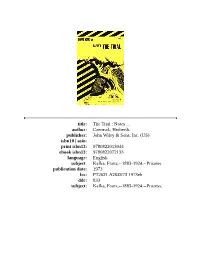 Franz Kafka – Trial (Cliffs Notes)