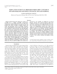 Modulation of Buccal Pressure During Prey Capture in Hexagrammos Decagrammus (Teleostei: Hexagrammidae)