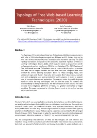 Typology of Free Web-Based Learning Technologies (2020)