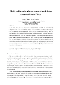 And Interdisciplinary Nature of Textile Design Research of Linseed Fibres