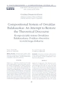 Compositional System of Osvaldas Balakauskas