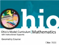 Geometry Instructional Supports for the Model Curriculum
