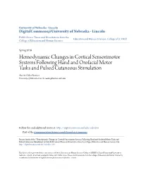 Hemodynamic Changes in Cortical Sensorimotor Systems Following
