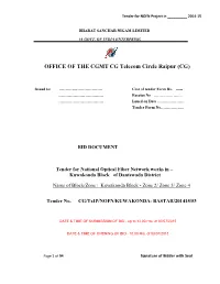 OFFICE of the ICE of the CGMT CG Telecom Circle Raipur (CG