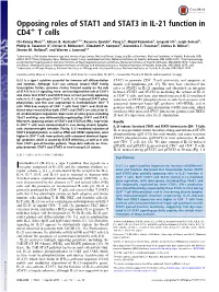Opposing Roles of STAT1 and STAT3 in IL-21 Function in + CD4 T Cells