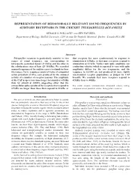 Representation of Behaviorally Relevant Sound Frequencies by Auditory Receptors in the Cricket Teleogryllus Oceanicus
