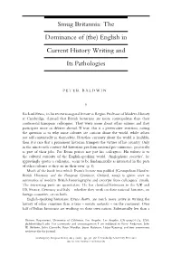 Smug Britannia: the Dominance of (The) English in Current History Writing and Its Pathologies