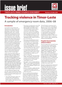 Tracking Violence in Timor-Leste a Sample of Emergency Room Data, 2006–08