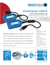 USB Cellular Modems Now Supporting LPWA LTE Cat M1